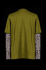 The Layered T-Shirt With Earth Tone Leopard Long Sleeves
