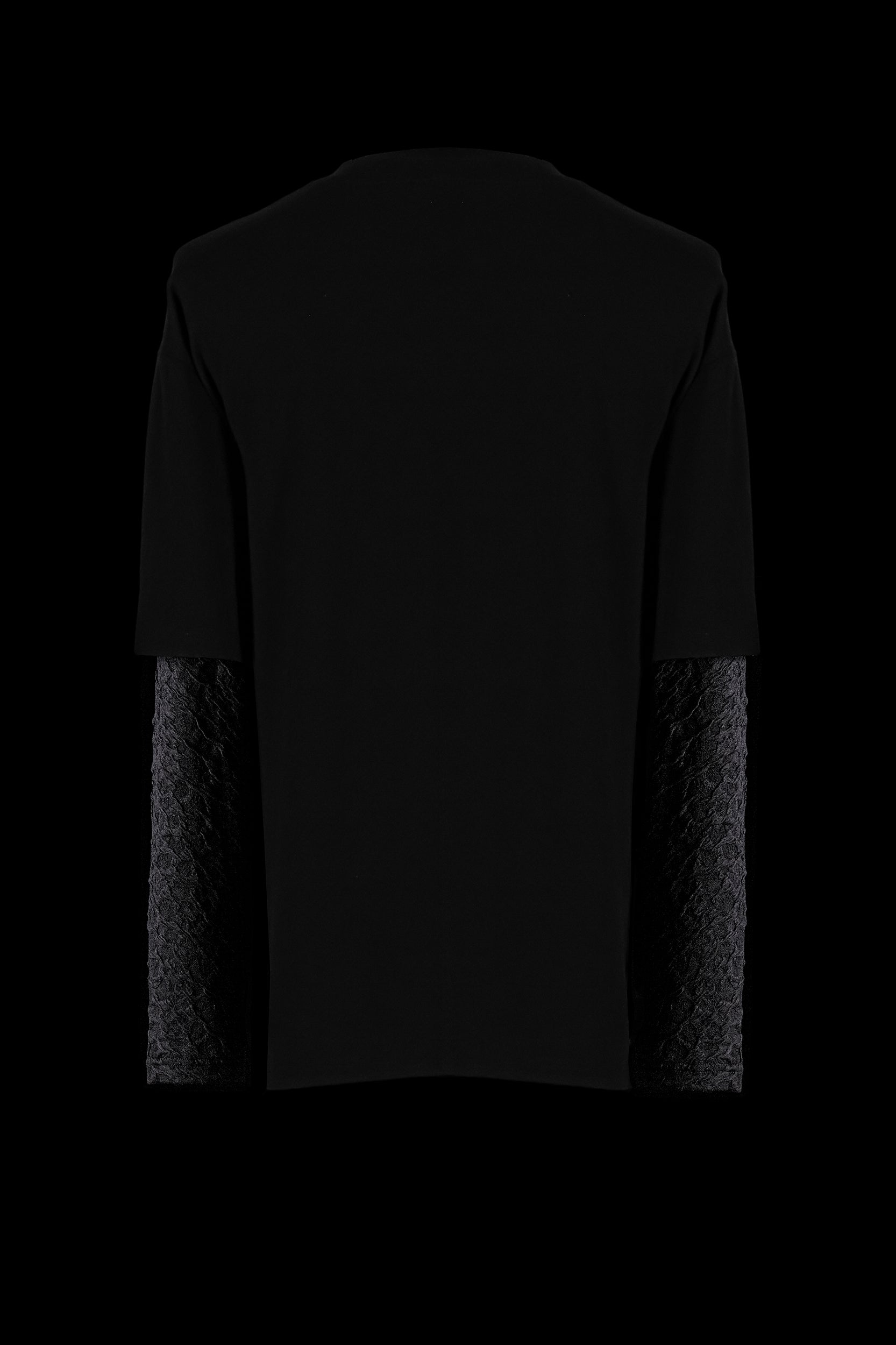 The Layered T-Shirt With Jacquard Knit Black Leopard Fitted Long Sleeves