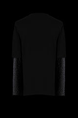 The Layered T-Shirt With Jacquard Knit Black Leopard Fitted Long Sleeves